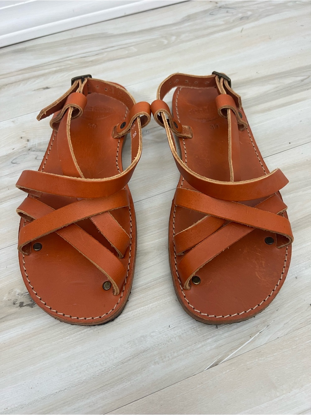 Duckfeet Orange Leather Strappy Sandals